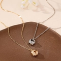 Set di collane con ciondolo a nodo intrecciato in oro e argento con zirconi luminosi - Set Nodo Intrecciato / Set da 2 Pezzi Oro e Argento