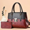 Conjunto de dos piezas de bolso de mano vintage y bolso de mano en color burdeos y negro - Burdeos