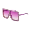 Oversized purple sunglasses with rhinestone-embellished frame and gradient lenses - Purple (C10)