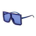 Oversized square sunglasses with blue transparent frame and blue rhinestones - Blue Frame Blue Rhinestone (C5)