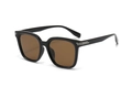 Fashionable square black sunglasses with brown lenses and silver metal side accents - Black Frame / Brown Lens (C2)