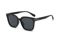 Men's square matte black sunglasses featuring stylish silver metal temple accents - Matte Black / Dark Gray Lens (C3)