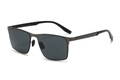Gafas de sol polarizadas cuadradas para hombre con montura de metal grisáceo - Montura Gris Lente Gris (C2)
