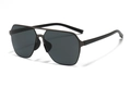 Occhiali da sole polarizzati in nylon squadrati con montatura grigio opaco e doppio ponte - Grigio Scuro (C2)