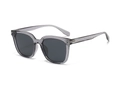Stylish square-frame sunglasses in transparent grey with dark grey round lenses - Transparent Gray Frame / Gray Lens (C4)