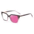Occhiali da sole cat-eye da donna con montatura sfumata viola e dettagli glitterati - Rosa Grigio Traslucido in Rosa