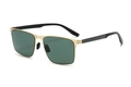 Gafas de sol polarizadas para hombre con montura cuadrada de metal dorado y lentes verdes - Montura Dorada Lentes Verdes (C3)