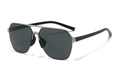 Occhiali da sole aviator polarizzati con montatura argento opaco e lenti grigie - Argento (C3)