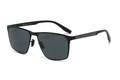 Mens square polarized sunglasses with matte black frame and dark grey UV lenses - Black (C1)