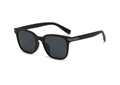 Matte black square polarized sunglasses for men featuring silver temple accents - Matte Black (C1)