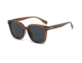 Fashionable square sunglasses with transparent brown frame and dark grey lenses for men - Transparent Brown Frame / Gray Lens (C5)