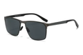 Men's square polarized sunglasses with gunmetal frame and grey lenses in a 45-degree view - Gunmetal(C2)