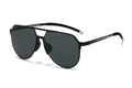 Lunettes de soleil aviateur polarisées noires avec monture en métal mat et verres gris - Monture Noire Verre Gris (C1)