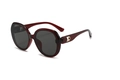 Fashionable oversized square sunglasses with burgundy frame and gold metal accents - Wine Red (C2)