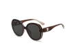 Chic square oversized sunglasses with gradient brown frames and gold metal logo detail - Gradient Brown (C3)
