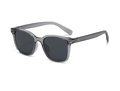 Square grey translucent polarized sunglasses with dark lenses and metal stripe accents - Translucent Grey (C4)