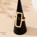 Anello aperto geometrico cavo dorato minimalista con grande design rettangolare - Anello Rettangolare Cavo Giallo Oro