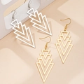 Minimalist geometric hollow triangle drop earrings in gold and silver set for women - Gold and Silver 2-Piece Set / Gold and Silver