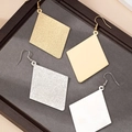 Minimalist geometric diamond drop earrings in gold and silver with matte and frosted finishes - Gold and Silver 2-Piece Set