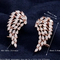 Detailed size chart for rose gold wing earrings featuring AAA cubic zirconia stones - Rose Gold Wing Dangle