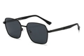 Men's square matte black polarized sunglasses with dark grey lenses and C1 frame - Black (C1)