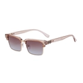 Gafas de sol cuadradas de media montura con parte superior té transparente y borde dorado - Montura Té Claro Degradado Marrón Azul (C5)