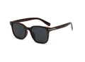 Square polarized sunglasses in tortoiseshell frame with silver metal temple details - Tortoise (C5)