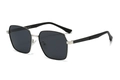 Modern square frame sunglasses with silver metal finish and dark lenses for men - Silver (C3)