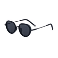Lunettes de soleil ovales rétro punk pour hommes avec monture noire texturée à 45 degrés - C2 Noir Mat Gris