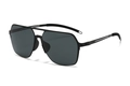 Occhiali da sole polarizzati in nylon nero opaco con montatura squadrata vintage a doppio ponte - Nero Opaco (C1)