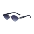 Lunettes de soleil œil de chat sans monture avec verres dégradés à facettes diamant - C2 Gris Dégradé Gunmetal
