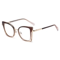 Stylish cat-eye blue light blocking glasses with brown and champagne frames - Deep Brown Gradient (C4)