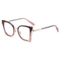 Cat eye optical frame in gradient dark brown to clear pink with gold metal temples - Grey Purple Gradient (C3)