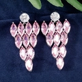 Elegante zilveren kwastjes oorbellen met marquise geslepen roze zirkonia stenen voor dames - Stijl M-Roze