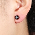 Classic black round cubic zirconia stud earrings with four-prong setting for women - Stud Earrings / 6MM Black
