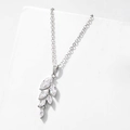 Détail du collier avec pendentif en feuilles de zircone marquise argenté et poli - Argent (NP2205A)