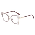 Montura moderna de gafas cat-eye en acetato transparente con detalles dorados - Blanco Pasta de Frijol (C6)