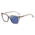 Occhiali da sole squadrati cat-eye con montatura grigia trasparente e aste dorate glitter - Grigio Taupe in Blu