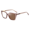 Occhiali da sole cat-eye con montatura rosa traslucida e lenti sfumate marroni - Tè Traslucido in Marrone