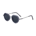 Retro oval punk sunglasses with grey translucent frames and dark lenses for men - C8 Matte Transparency Gray Gunmetal Full Gray (Pre-sale)