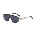 Champagne gold frame sports sunglasses with dark grey lenses and wrap-around design - Bright Black Gold Frame Full Gray Lens (C6)