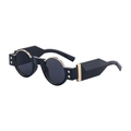 Occhiali da sole tondi stile punk nero con dettagli in oro e aste geometriche - C1 Nero Oro Grigio Completo / 0.0