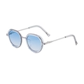 Oval retro punk sunglasses with silver metal frame and light blue gradient lenses - C10 Transparency Silver Gradual Blue