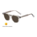 Women's photochromic sunglasses with transparent grey square frames and brown lenses - Transparent Grey Turn Brown