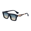 Square polarized sunglasses with blue yellow gradient lenses and gold temple accents - Black Gold Frame Green Yellow Gradient Lens