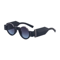 Occhiali da sole punk rotondi neri da uomo con lenti sfumate blu e borchie argentate - C3 Nero Sabbia Grigio Canna di Fucile Blu / 0.0