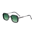 Lunettes de soleil carrées en métal avec monture gris fusil et verres dégradés verts - C4 Monture Bronze Verres Double Vert