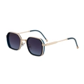 Retro polygon square sunglasses with blue gold frame and gradient lenses for men - C5 Gold Frame Grey Blue Lens