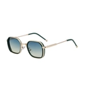 Fashion square sunglasses with green and gold frame and blue gradient lenses - C6 Gold Frame Blue Yellow Lens