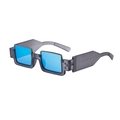 Square sunglasses with transparent grey frame, blue lenses and silver rivets detail - C6 Matte Transparent Grey Blue Coating